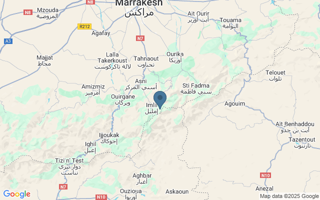 Kaart met locatie Toubkal National Park